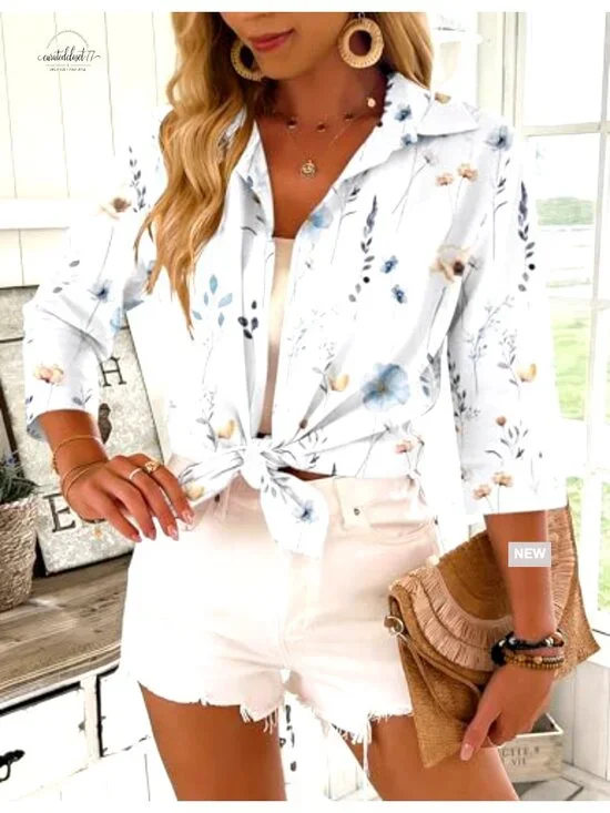 3/4 Sleeve V-Neck Blouse Business Casual Top Lightweight Polyester Spandex S-2XL - Picture 4 of 7